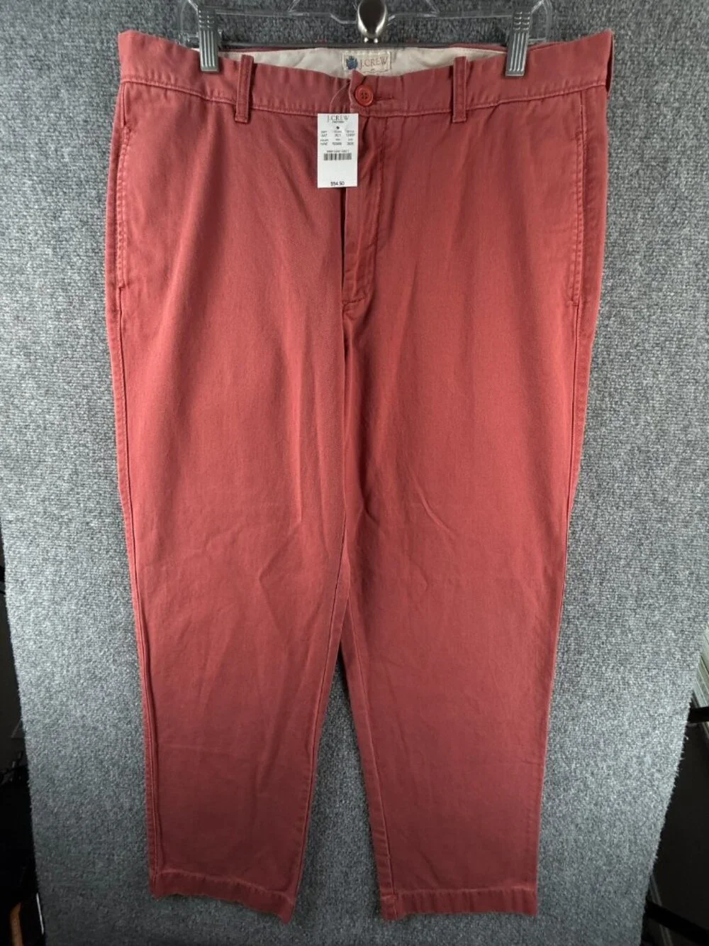NWT J. Crew Factory Chino Pants 36x30 Red Classic Fit Slim Leg All Cotton Men